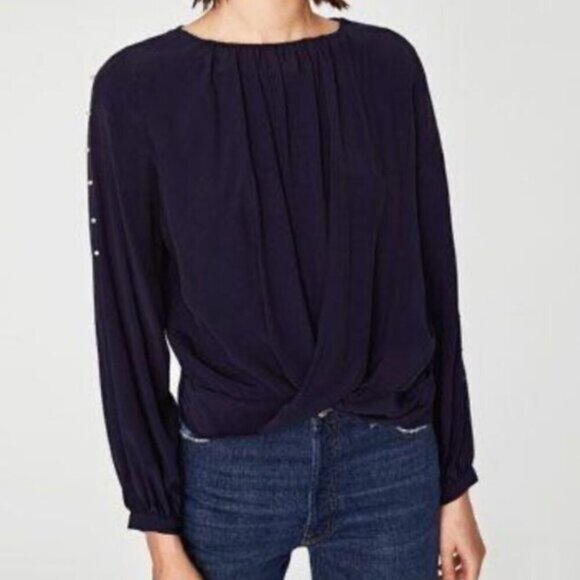Zara Wrap Blouse with Pearl Details - Picture 3 of 9